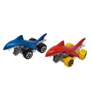 Hot Wheels Sharkruiser Red Blue Set of 2 Read Description